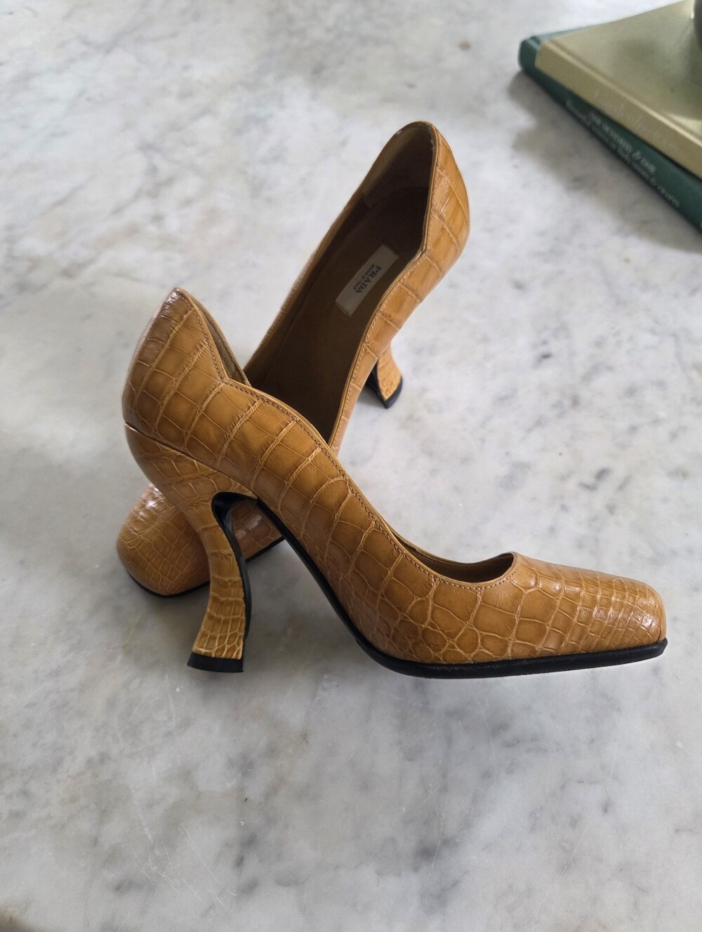Vintage Prada Croc-Embossed Pumps - Women Shoes